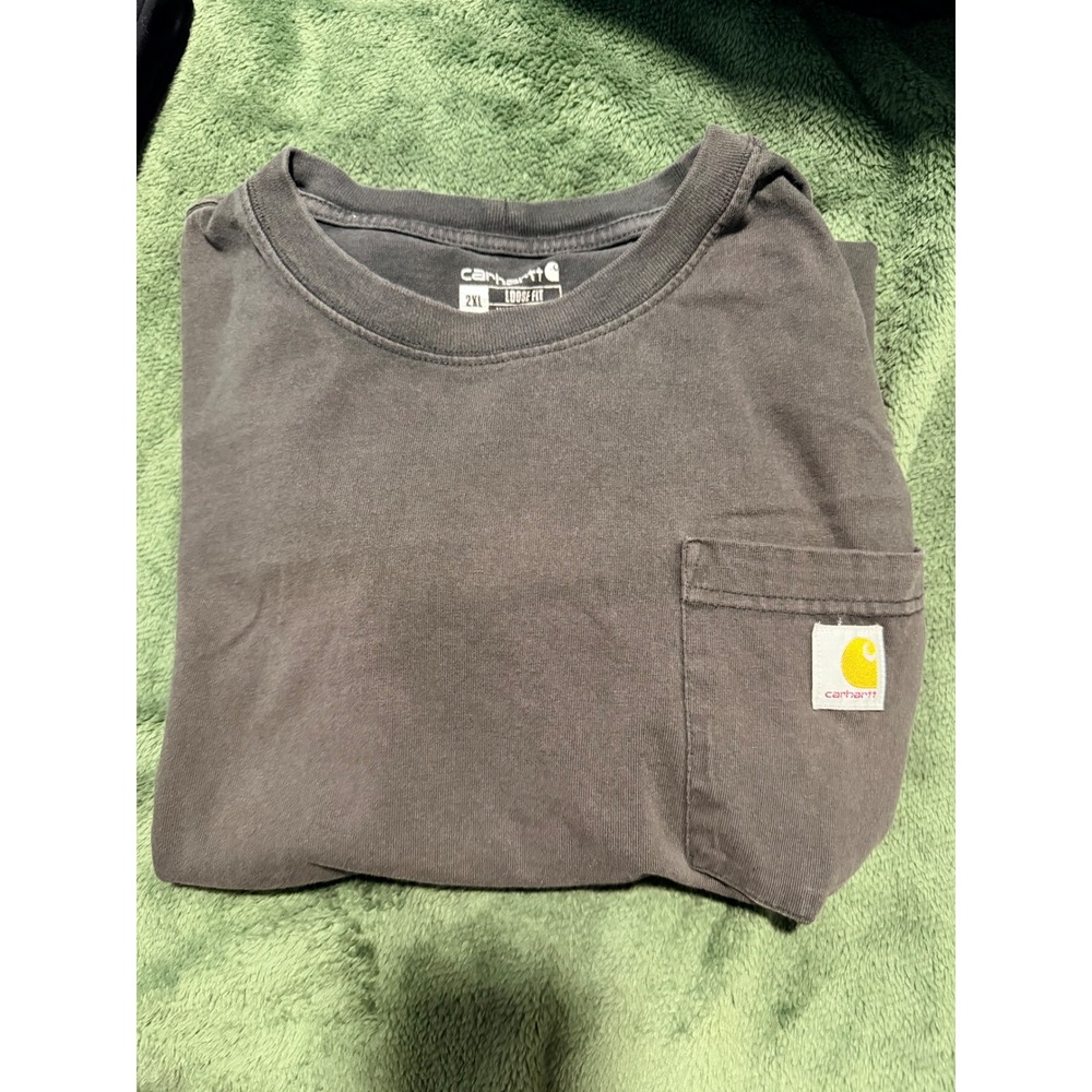 Carhartt Mens Loose Fit Heavyweight Pocket T-Shirt 2XL Black Charcoal Workwear